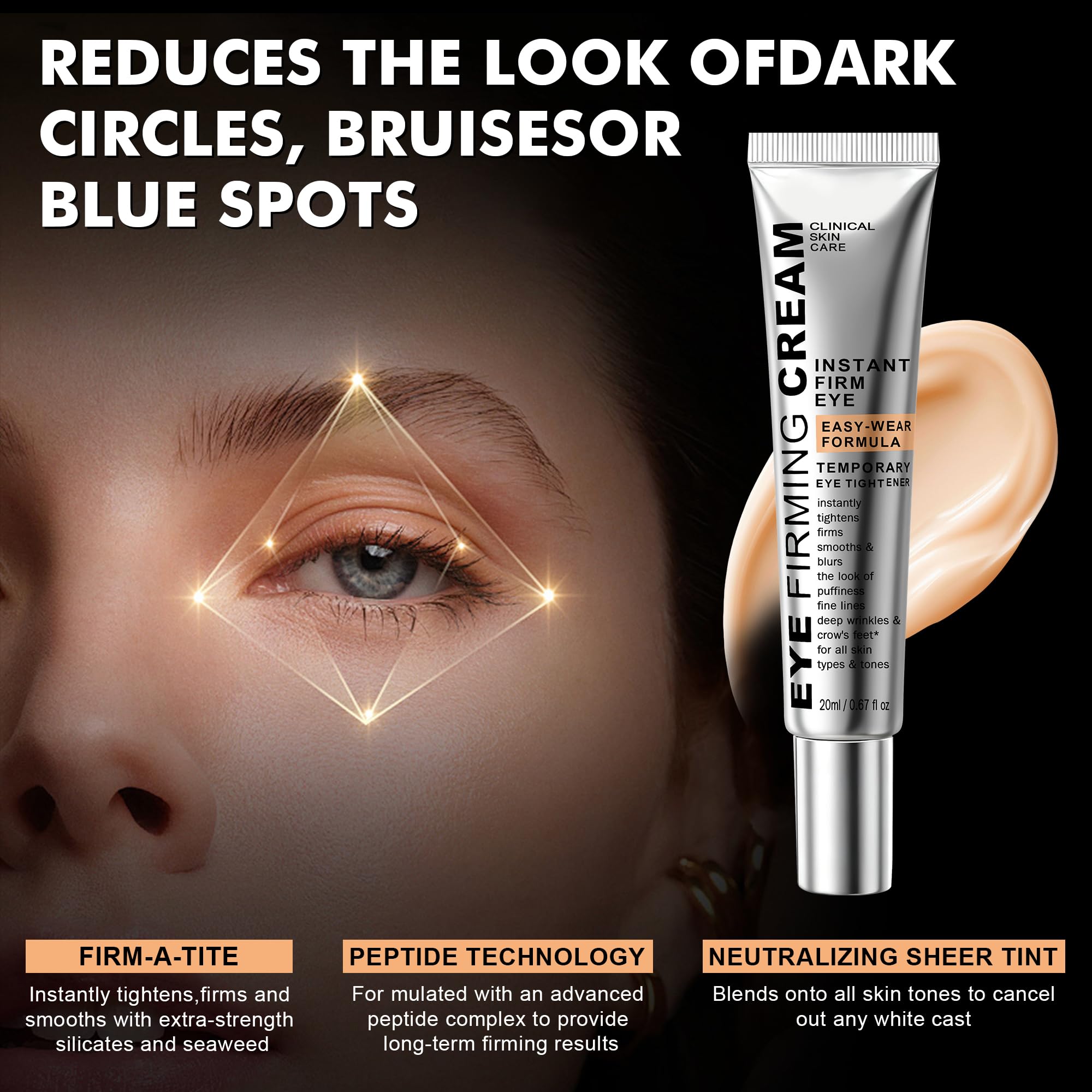 Nabevin KKP Perfection Eye Tightener with Brush – Instant Firming Formula | Portable 0.71 fl oz