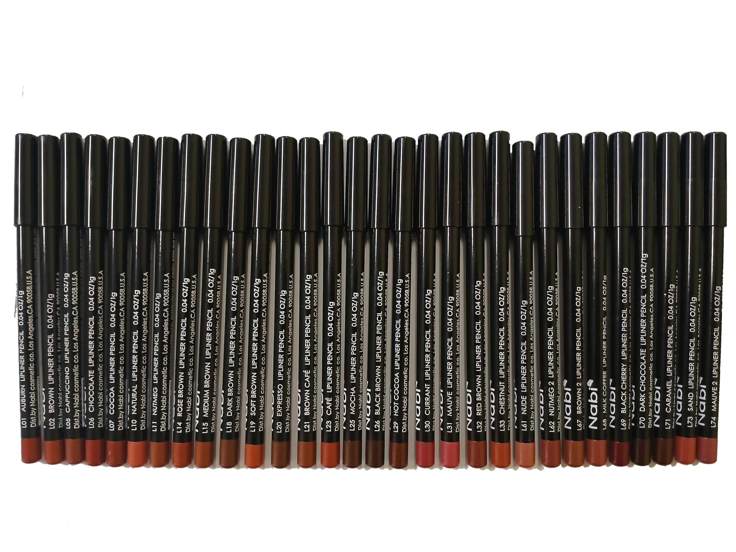 Nabi Lip Liner Set – 30 Pieces, 30 Brown-Tone Shades, Long-Lasting & Precise