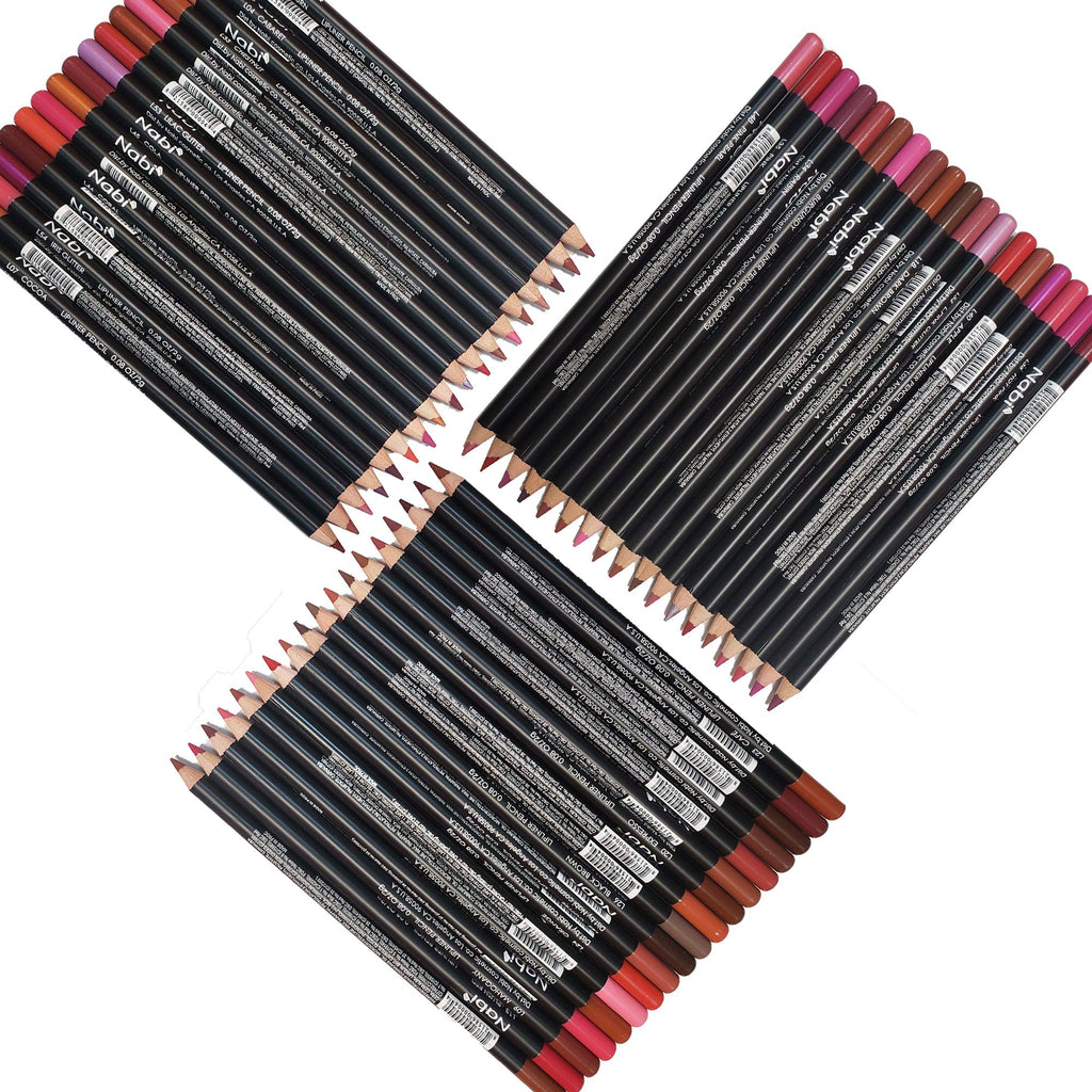 Nabi Lip Liner Pencil Set — 54 Pcs Bulk Pack, Assorted Colors, Long-Lasting, Professional Quality