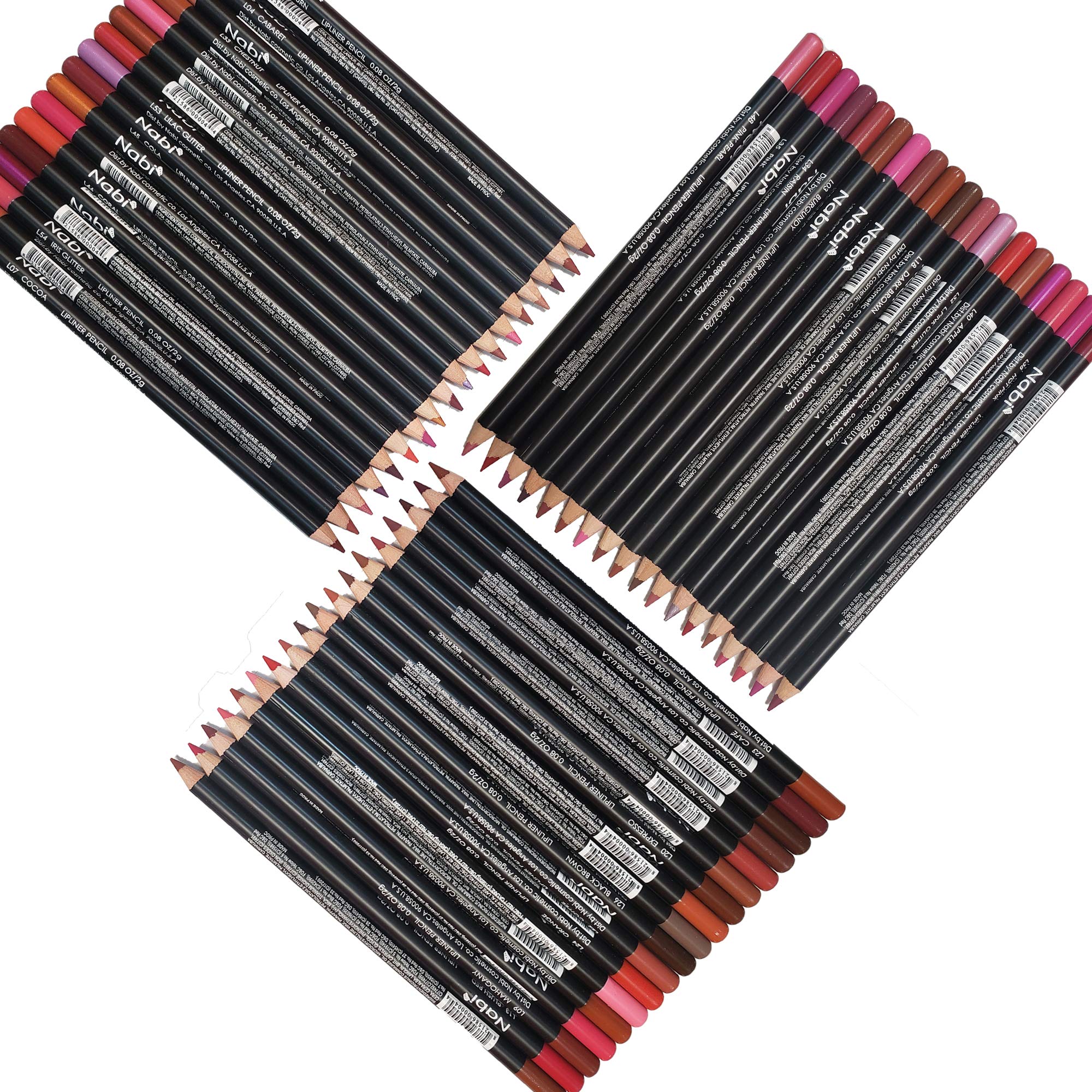 Nabi Lip Liner Pencil Set — 54 Pcs Bulk Pack, Assorted Colors, Long-Lasting, Professional Quality