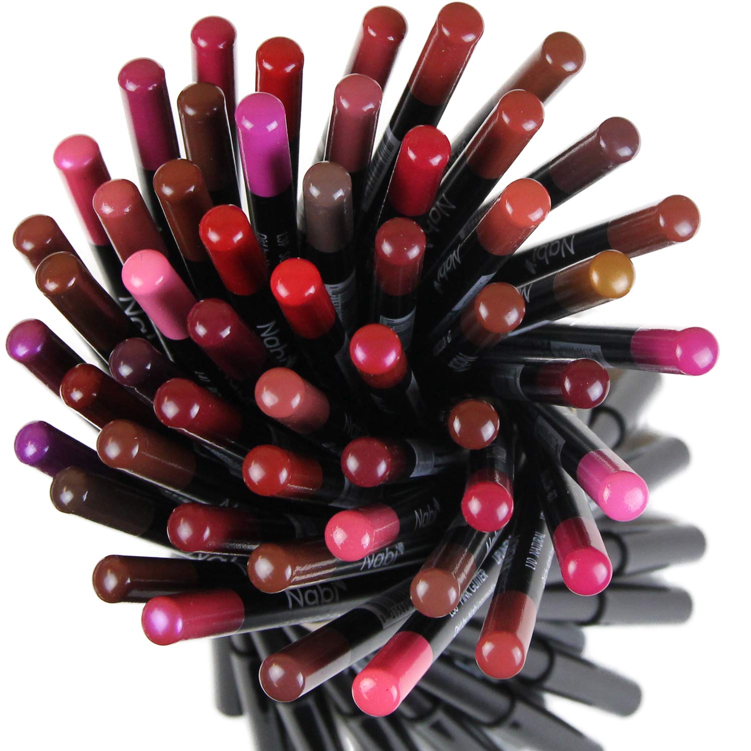 Nabi Lip Liner Pencil Set — 54 Pcs Bulk Pack, Assorted Colors, Long-Lasting, Professional Quality
