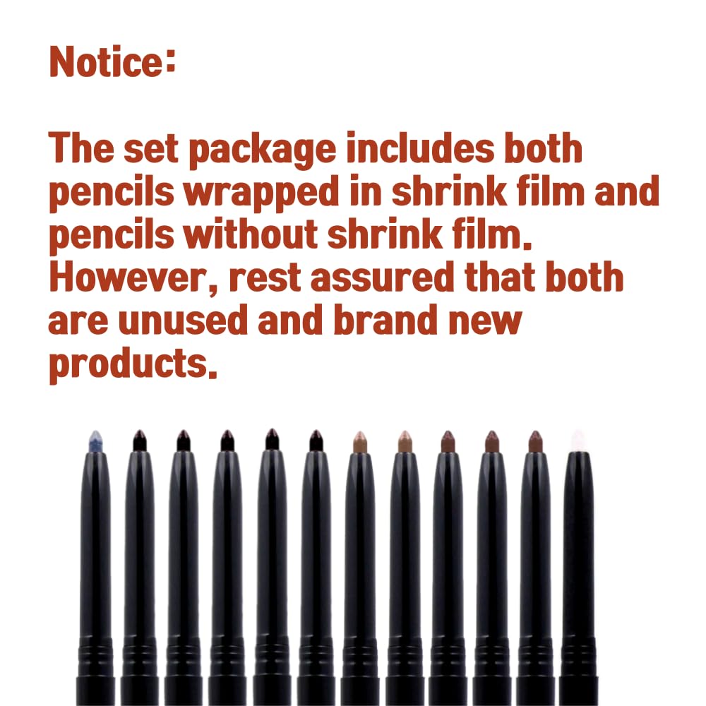 Nabi Retractable Waterproof Eye Liner — 12pc 5-Color Set | Roll It Up, Long-Lasting, Fade-Resistant
