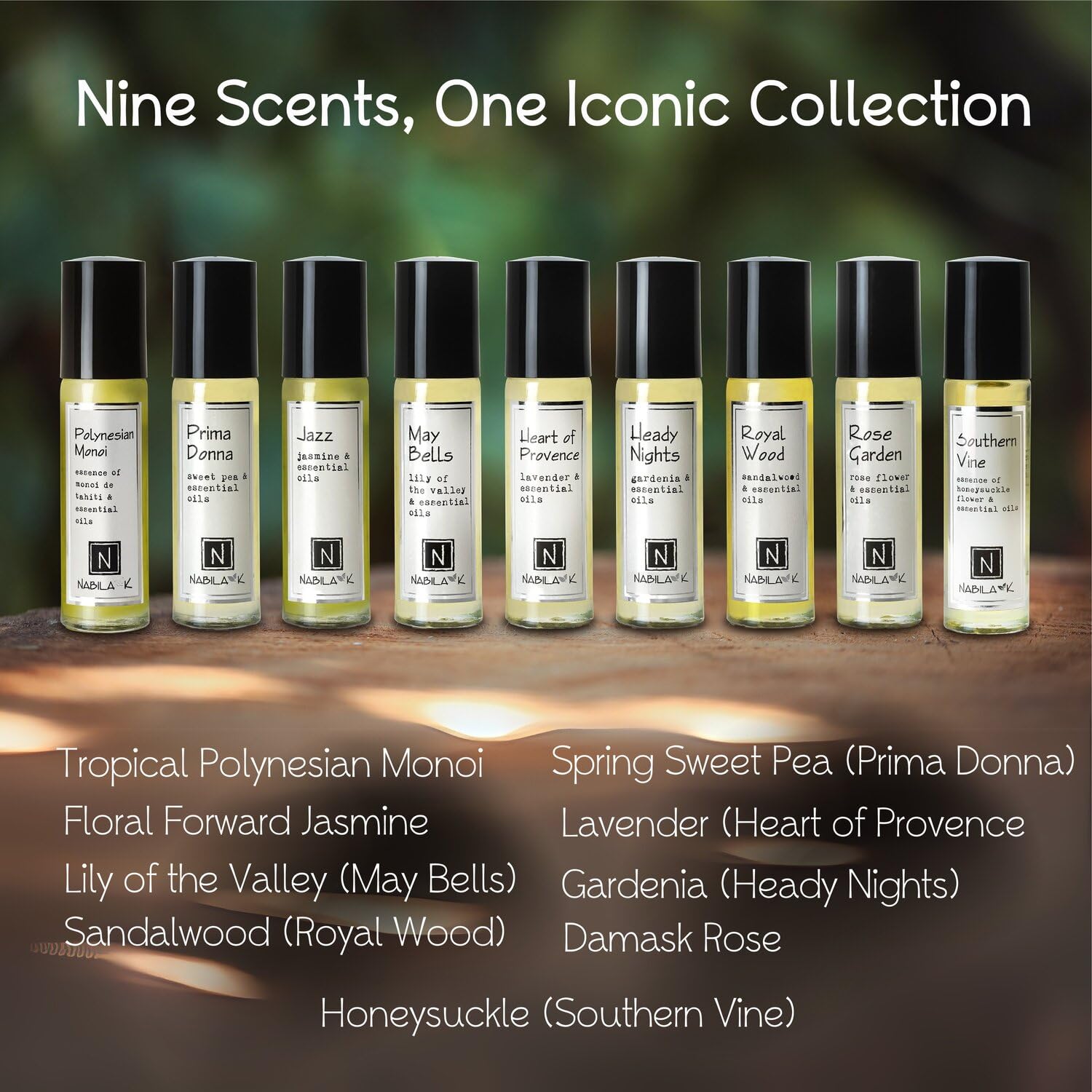 Nabila K Roll-on Perfume Set of 9 | All-Natural, Alcohol-Free, TSA-Approved