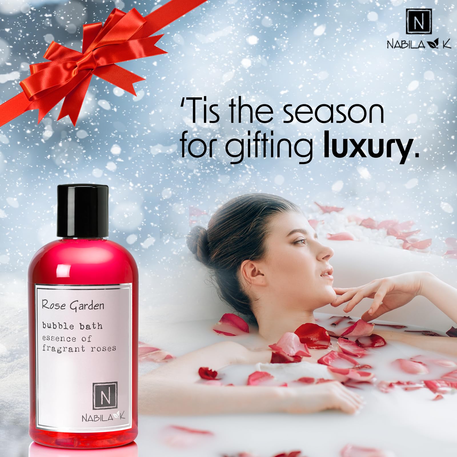 Rose Garden Bubble Bath by Nabila K – Natural, Tear-Free Luxury for Sensitive Skin (8 oz)