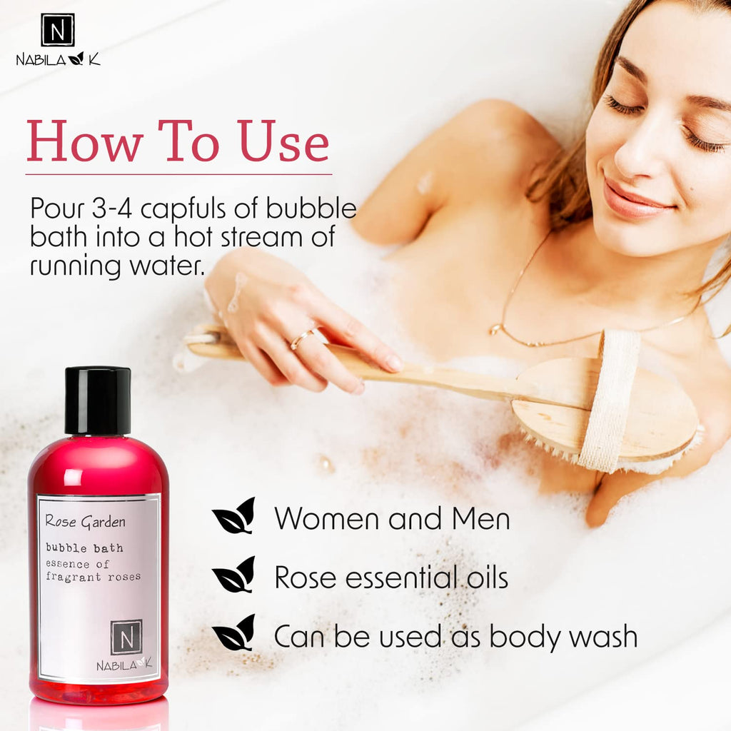 Rose Garden Bubble Bath by Nabila K – Natural, Tear-Free Luxury for Sensitive Skin (8 oz)