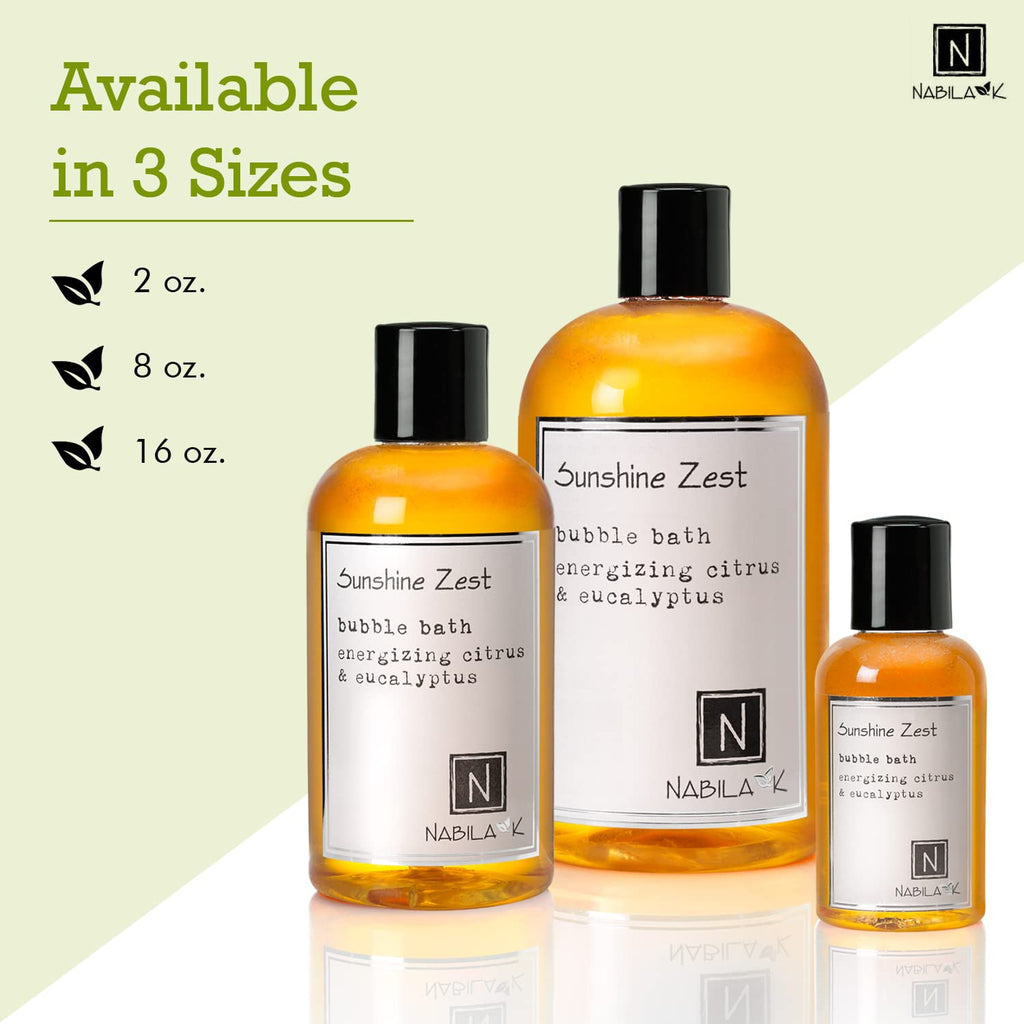 Nabila K Sunshine Zest Bubble Bath – Citrus & Eucalyptus, Tear-Free, Natural Ingredients, 8 oz