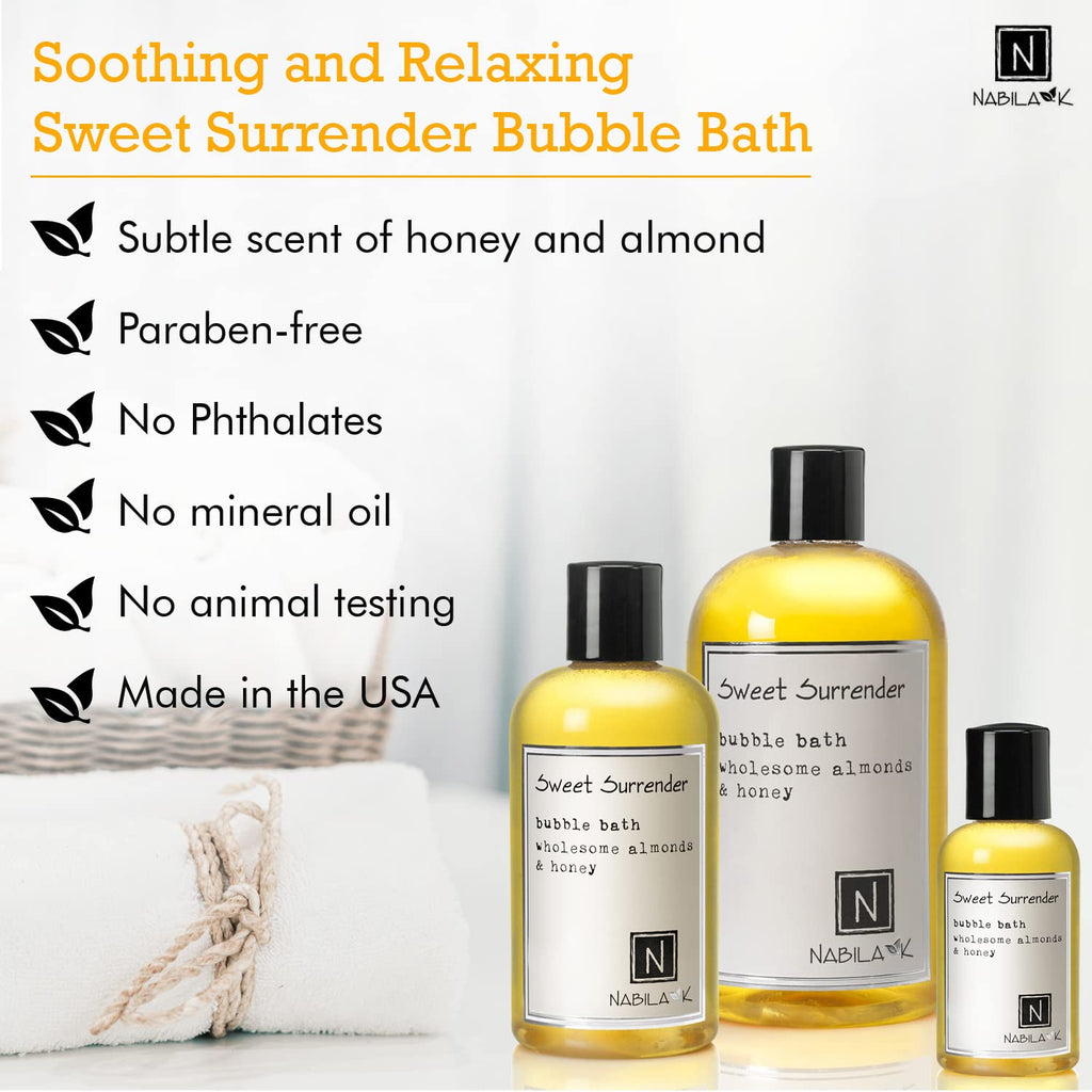 Nabila K Sweet Surrender Bubble Bath – Almond & Honey, Natural, Tear-Free (8 oz)