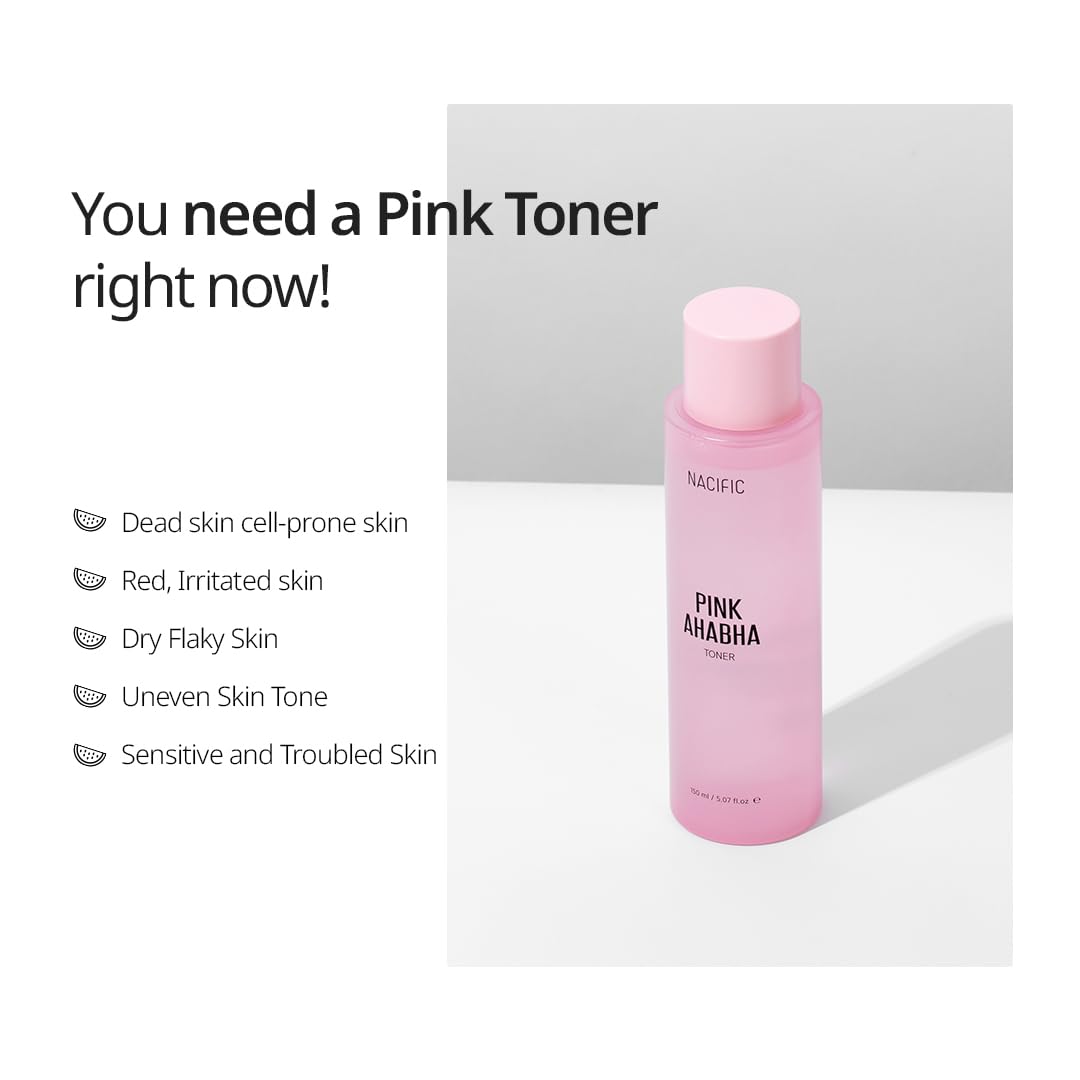 NACIFIC Pink AhaBha Triple Set – Toner 150ml, Serum 50ml, Cream 50ml with Watermelon Extract