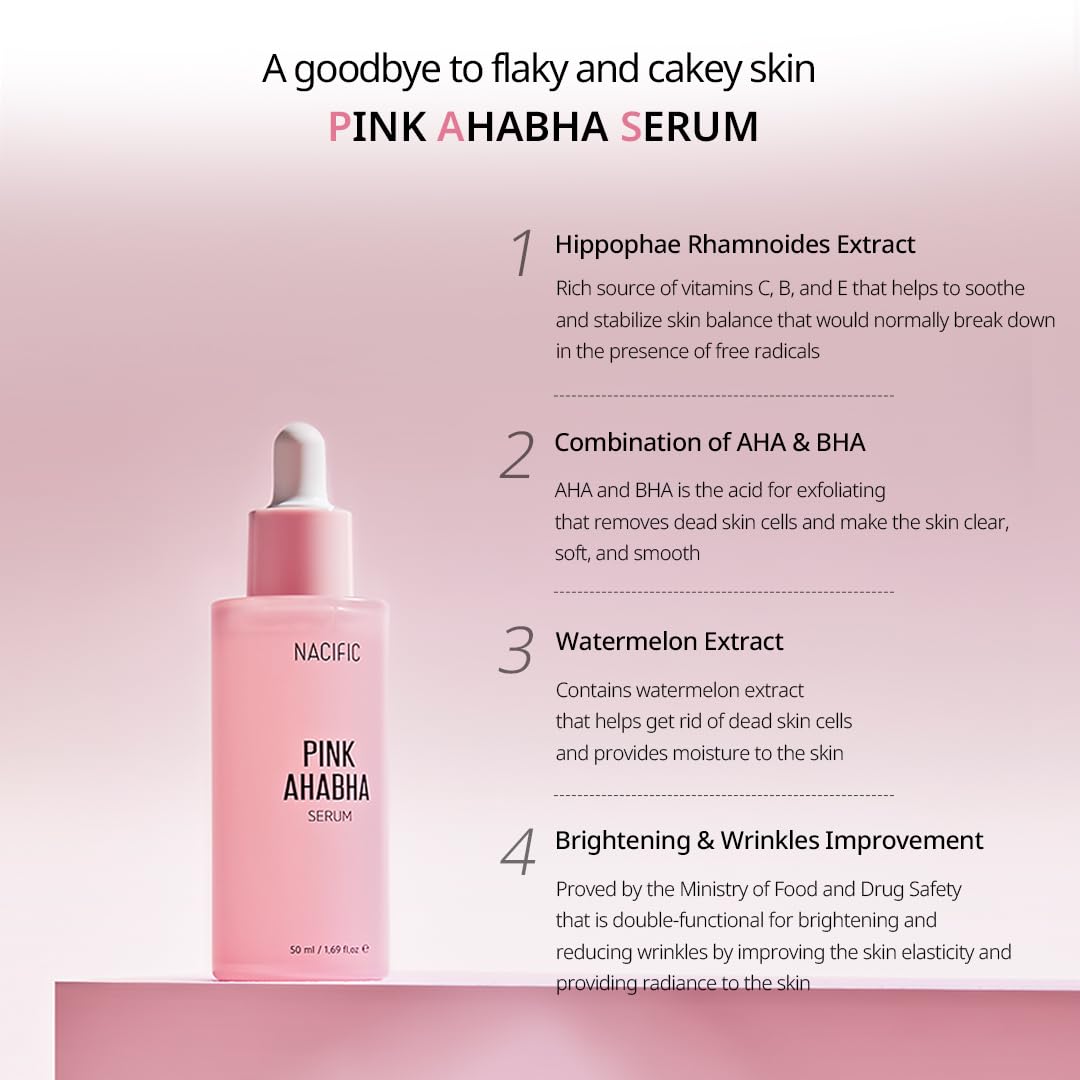 NACIFIC Pink AhaBha Triple Set – Toner 150ml, Serum 50ml, Cream 50ml with Watermelon Extract