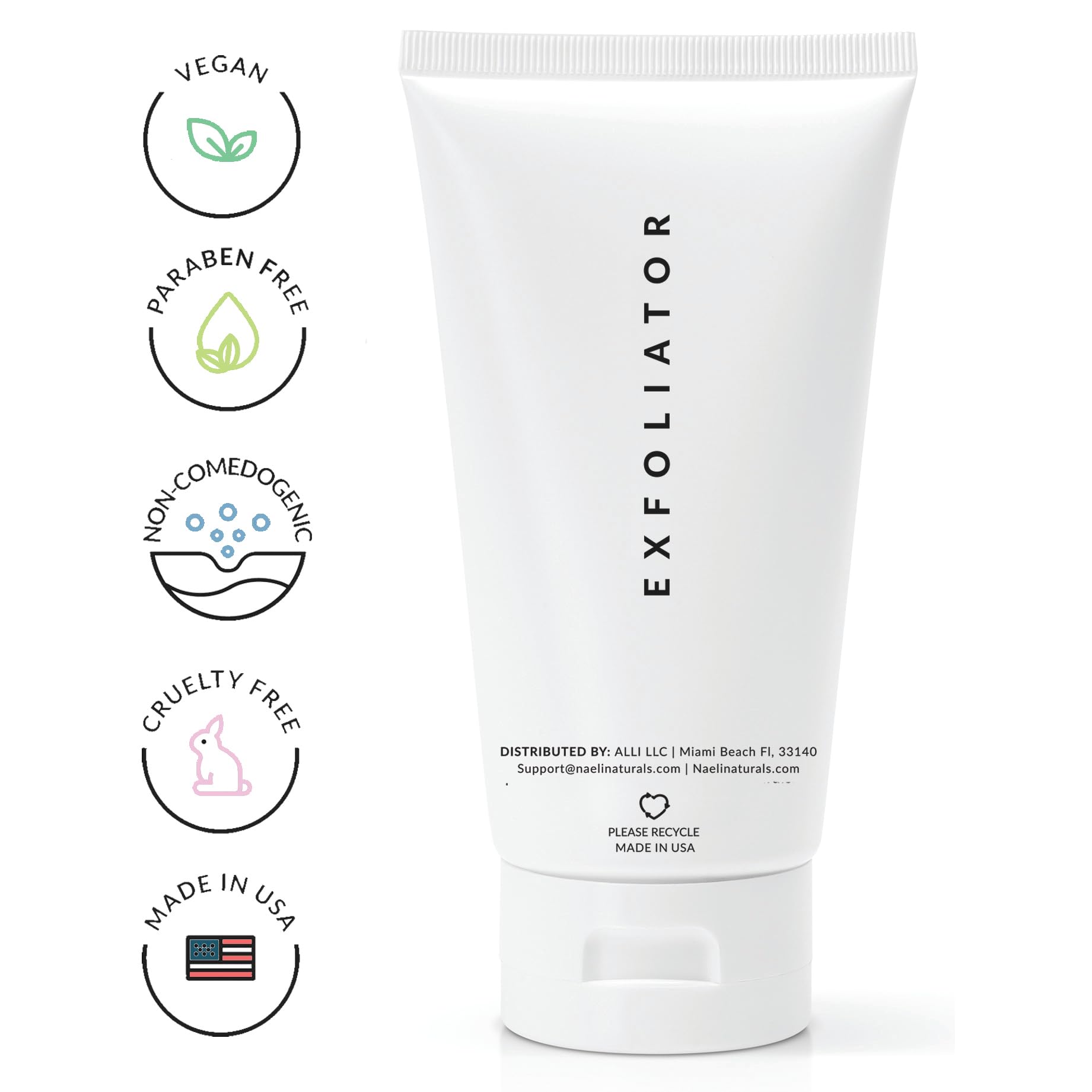 NAELI AHA/BHA Exfoliating Face Wash — 10% Glycolic Acid & Salicylic Cleanser, Pore Refining & Brightening, 6 oz