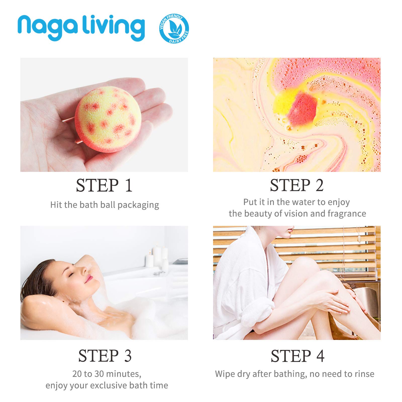 Nagaliving Bath Bombs Gift Set – 10 Organic Bubble Bombs for Valentine’s Day & Christmas
