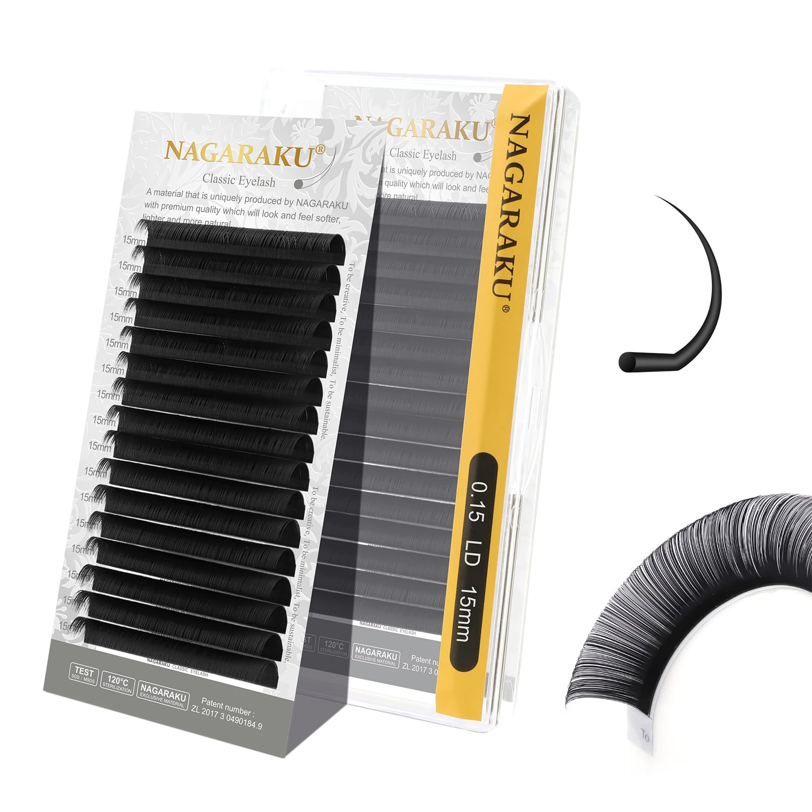 NAGARAKU Eyelash Extensions – Classic J, B, C, D, N, L, LC, LD, LB Curls (0.03–0.20) 5–17mm Matte Black for Lash Techs