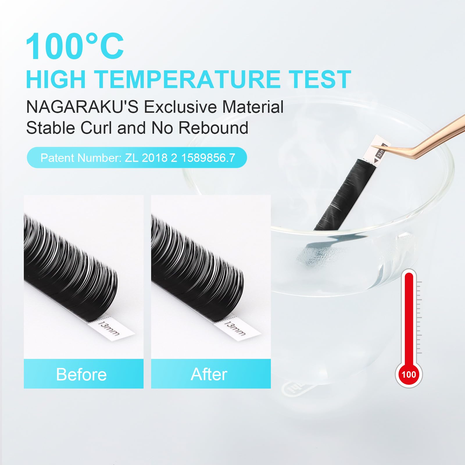 NAGARAKU Double Tips Ellipse Eyelash Extensions – 0.20mm Flat Lashes, D Curl, 14mm, Matte Black, 16 Rows