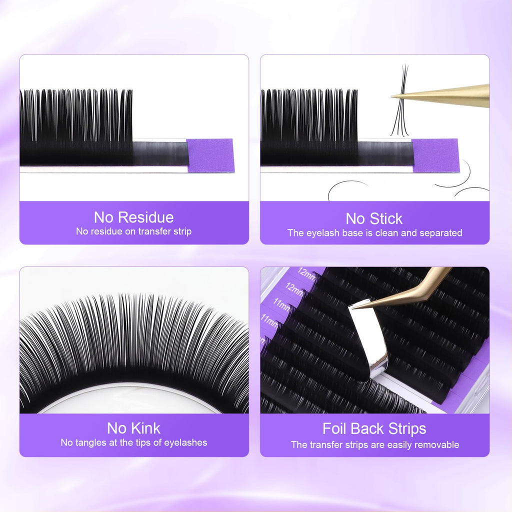 NAGARAKU 5 Trays Eyelash Extensions – 0.12mm D Curl, 11-15mm, Matte Black, 16 Rows (In 1 Pack)