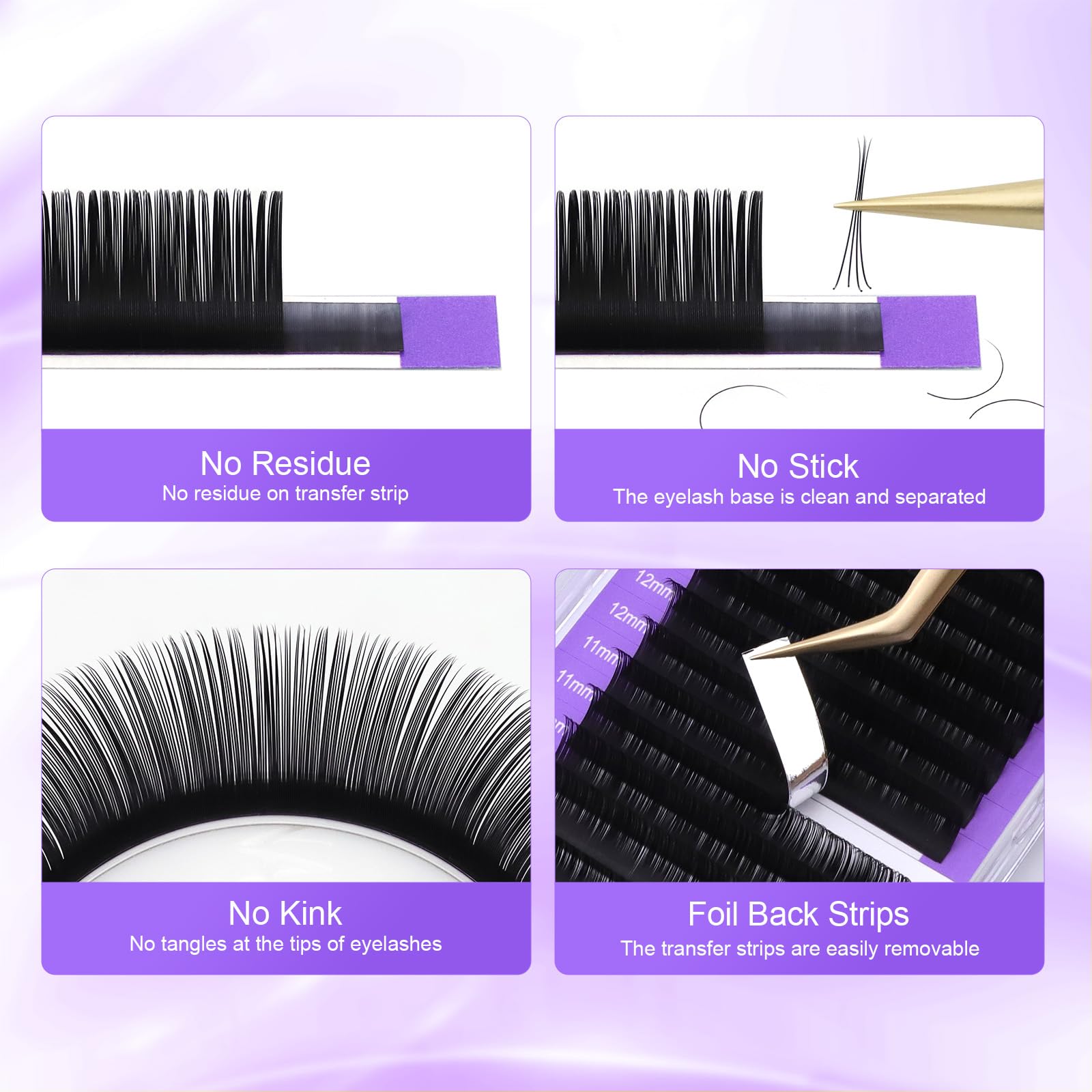 NAGARAKU 5 Trays Eyelash Extensions – 0.12mm D Curl, 11-15mm, Matte Black, 16 Rows (In 1 Pack)