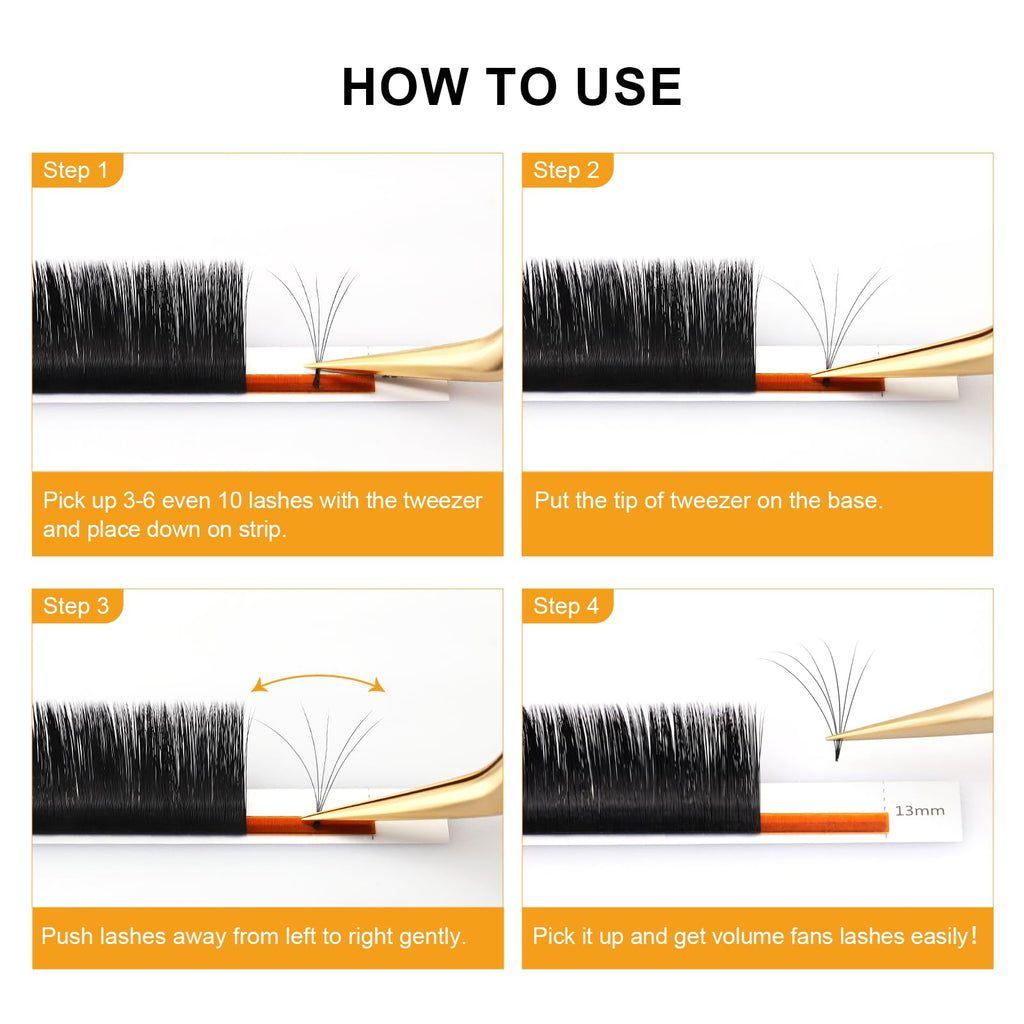 NAGARAKU Easy Fan Eyelash Extensions – 5 Trays, 0.07 D Curl, 11–15mm, Russian Mega Volume for Beginners