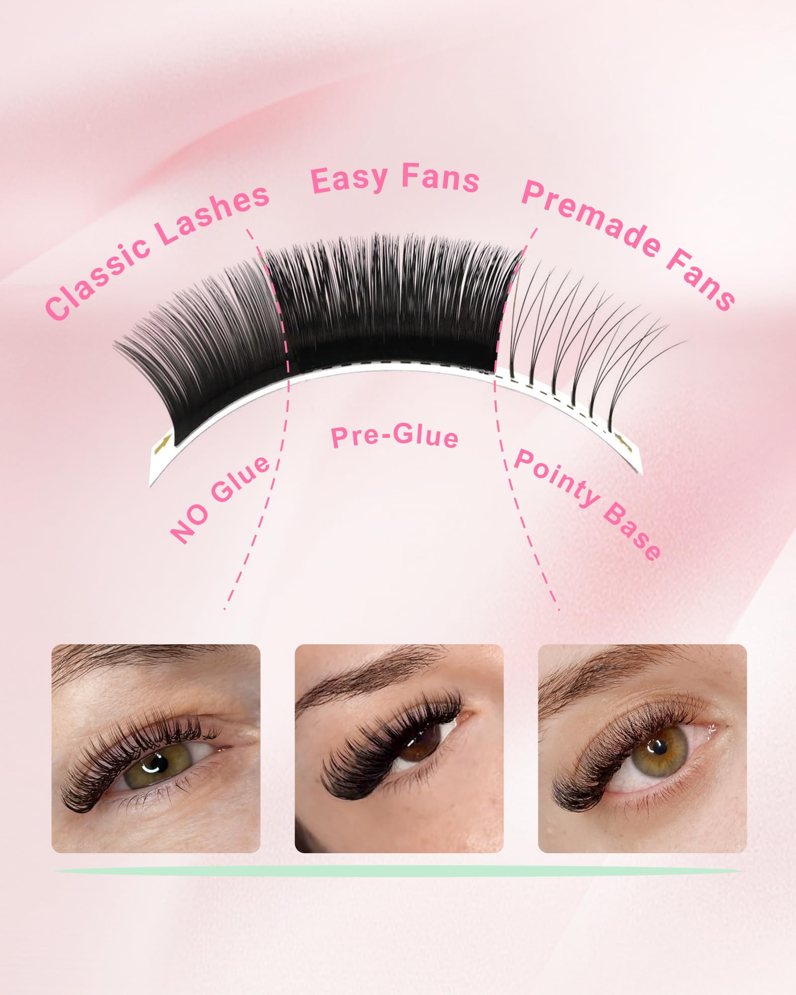 NAGARAKU Easy Fan Eyelash Extensions – 5 Trays in 1 Pack, 0.05 D Curl, 8–15mm Mix