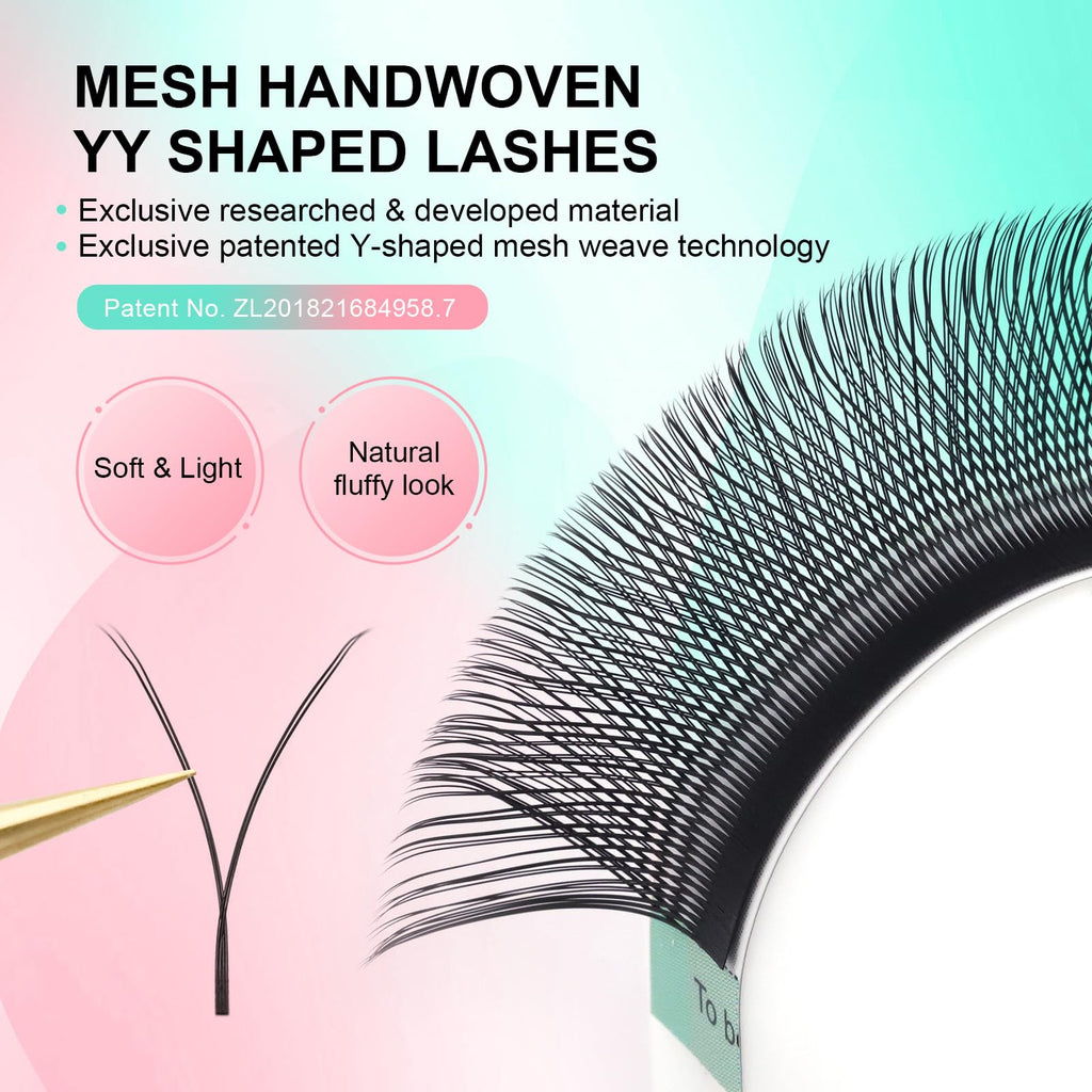NAGARAKU YY Lash Y-Shape Premade 4D Fans – 0.05mm, 8–12mm, 5 Tray Pack (12 Rows Each)