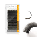 NAGARAKU Double Tips Flat Ellipse Eyelash Extensions – 0.20 LD Curl, 8-15mm Mix, Charcoal Color Faux Mink