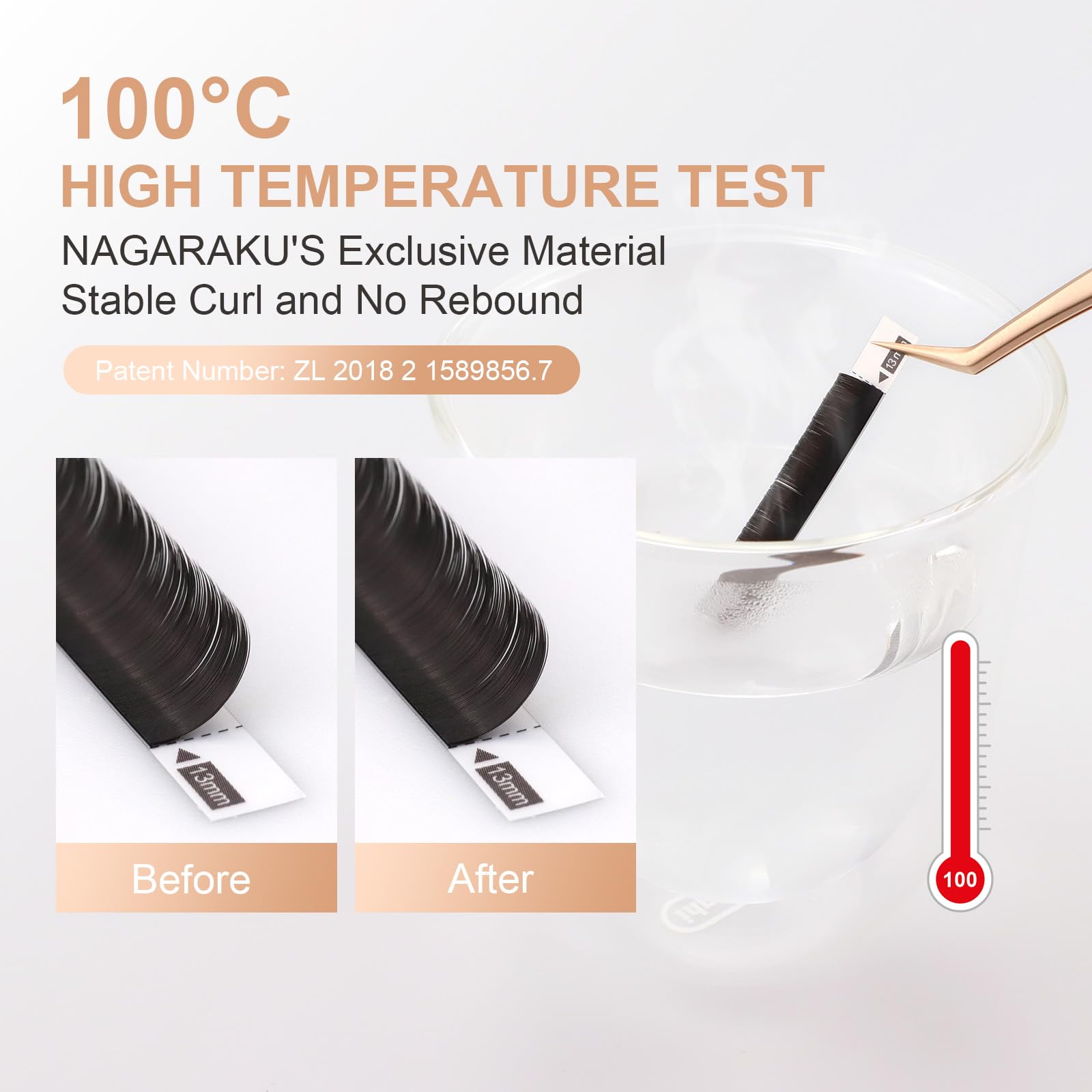 NAGARAKU Double Tips Flat Ellipse Eyelash Extensions – 0.20 LD Curl, 8-15mm Mix, Charcoal Color Faux Mink
