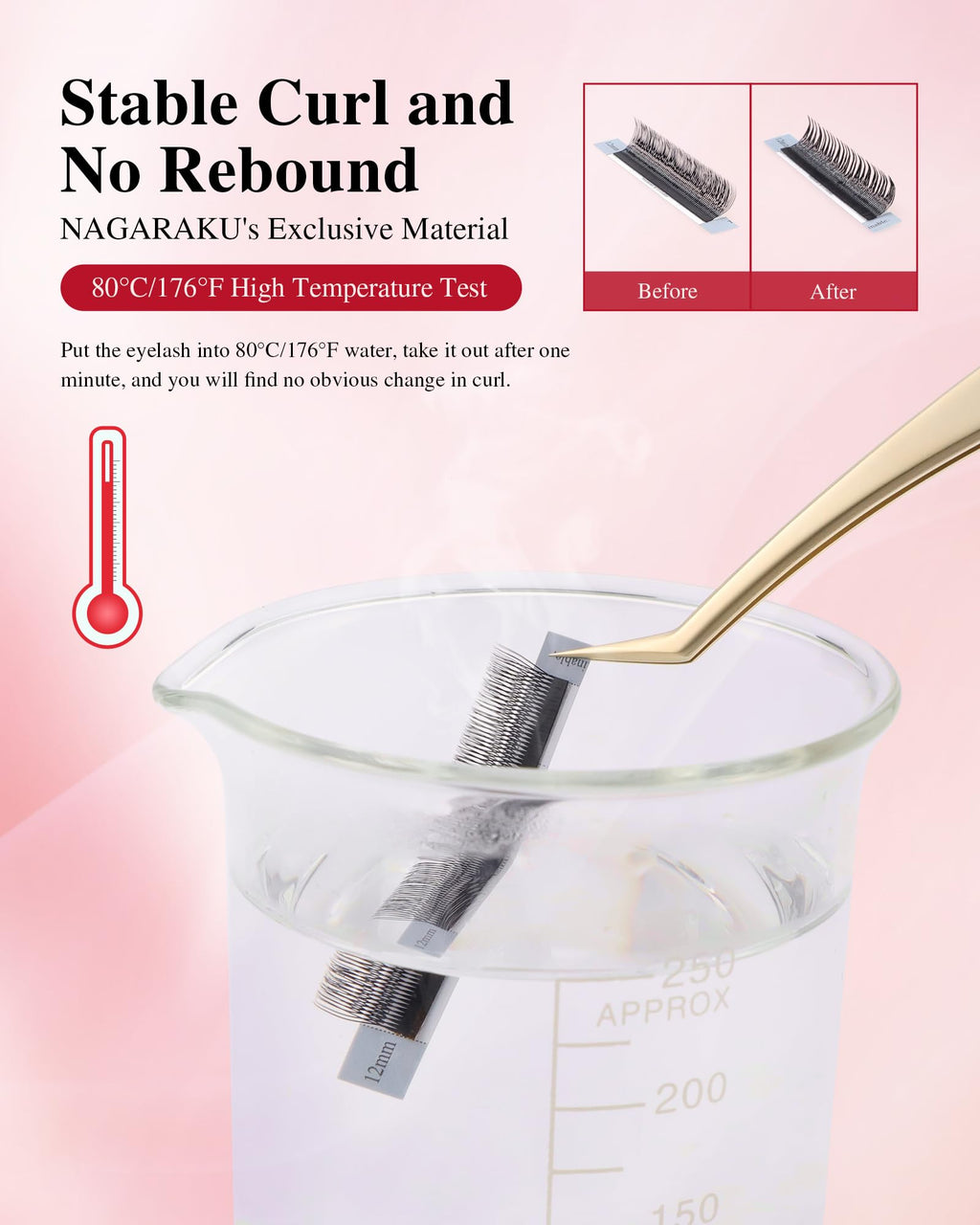 NAGARAKU U Eyelash Extensions 3D UU Lashes — Lightweight U-Shape Fans, 12-Row Tray, 0.07C, 11mm