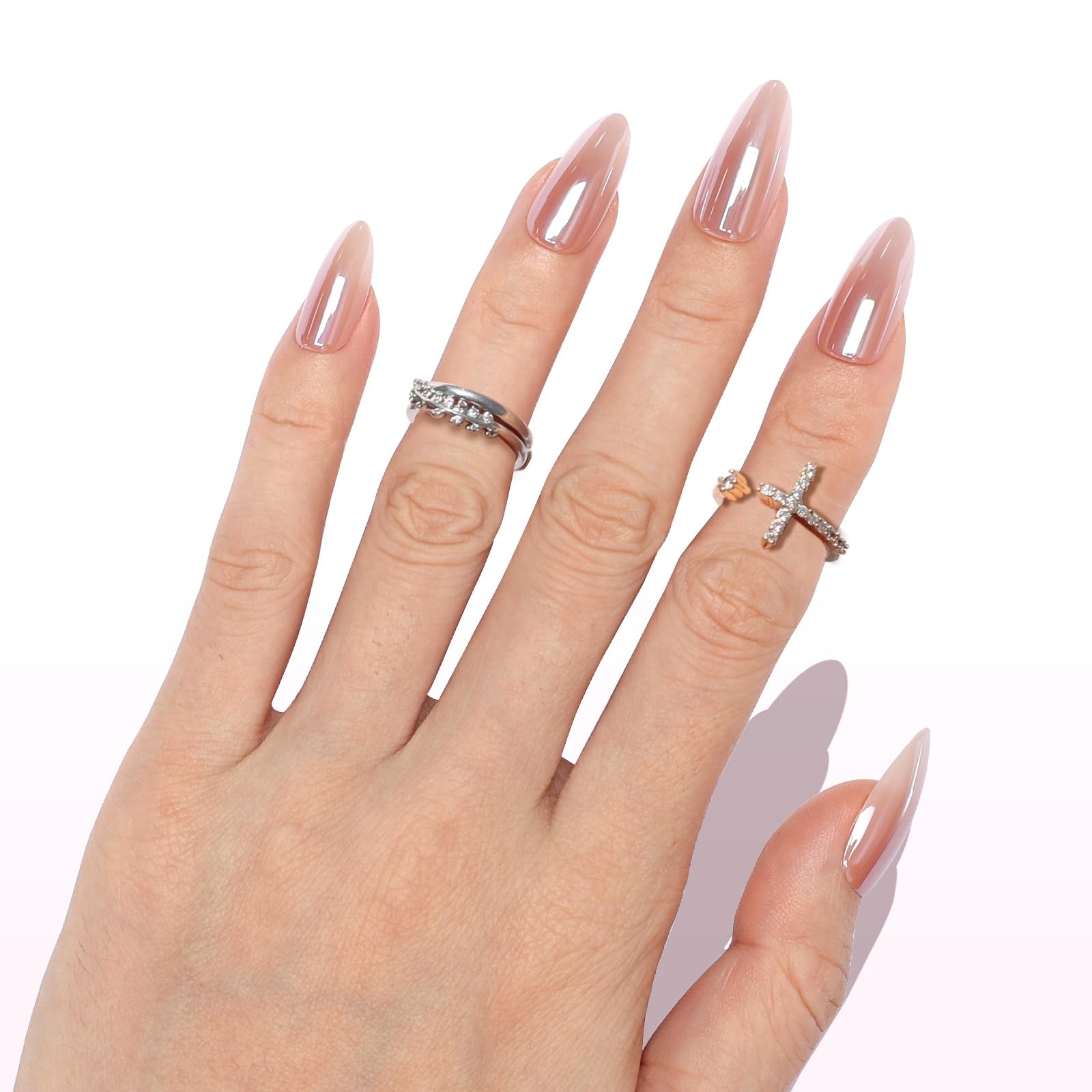 Nail Reformation Almond Rose Gold Press-On Nails – UV Finish, Reusable
