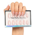 Nail Reformation Cat Eye Press On Nails – Short Almond, Glitter Nude Pink, UV Finish, 32 Tips in 16 Sizes