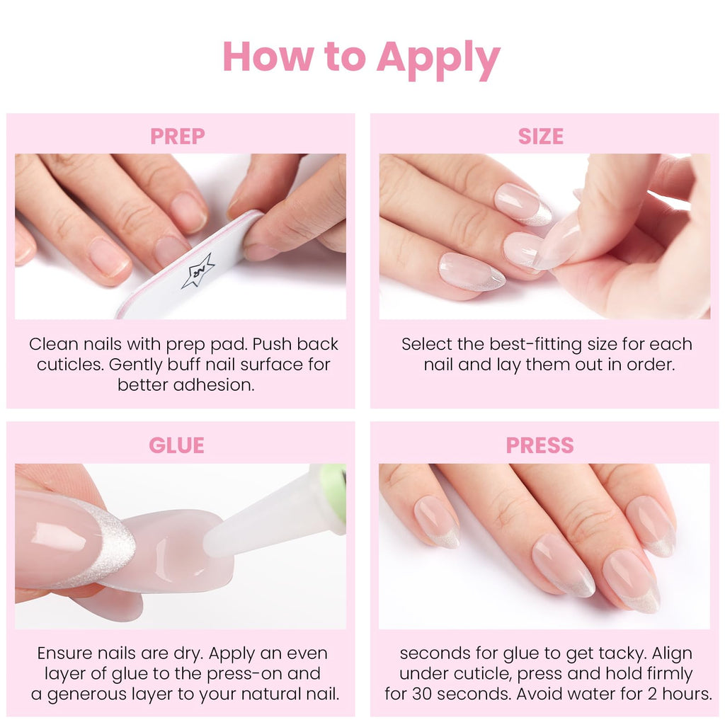 Nail Reformation Almond Nails – Pink Ombre Press On, UV Finish, 32 Tips, 16 Sizes
