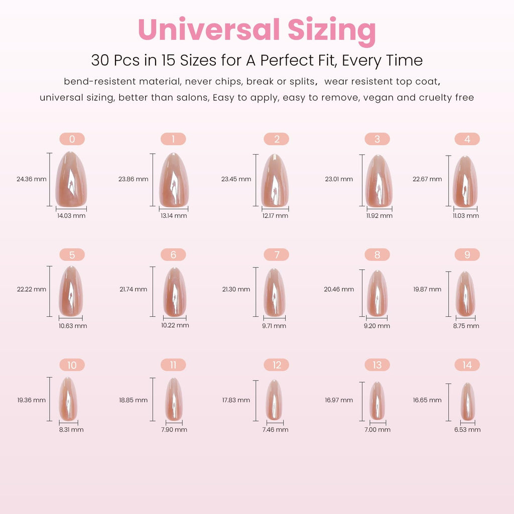 Nail Reformation Almond Rose Gold Press-On Nails – UV Finish, Reusable