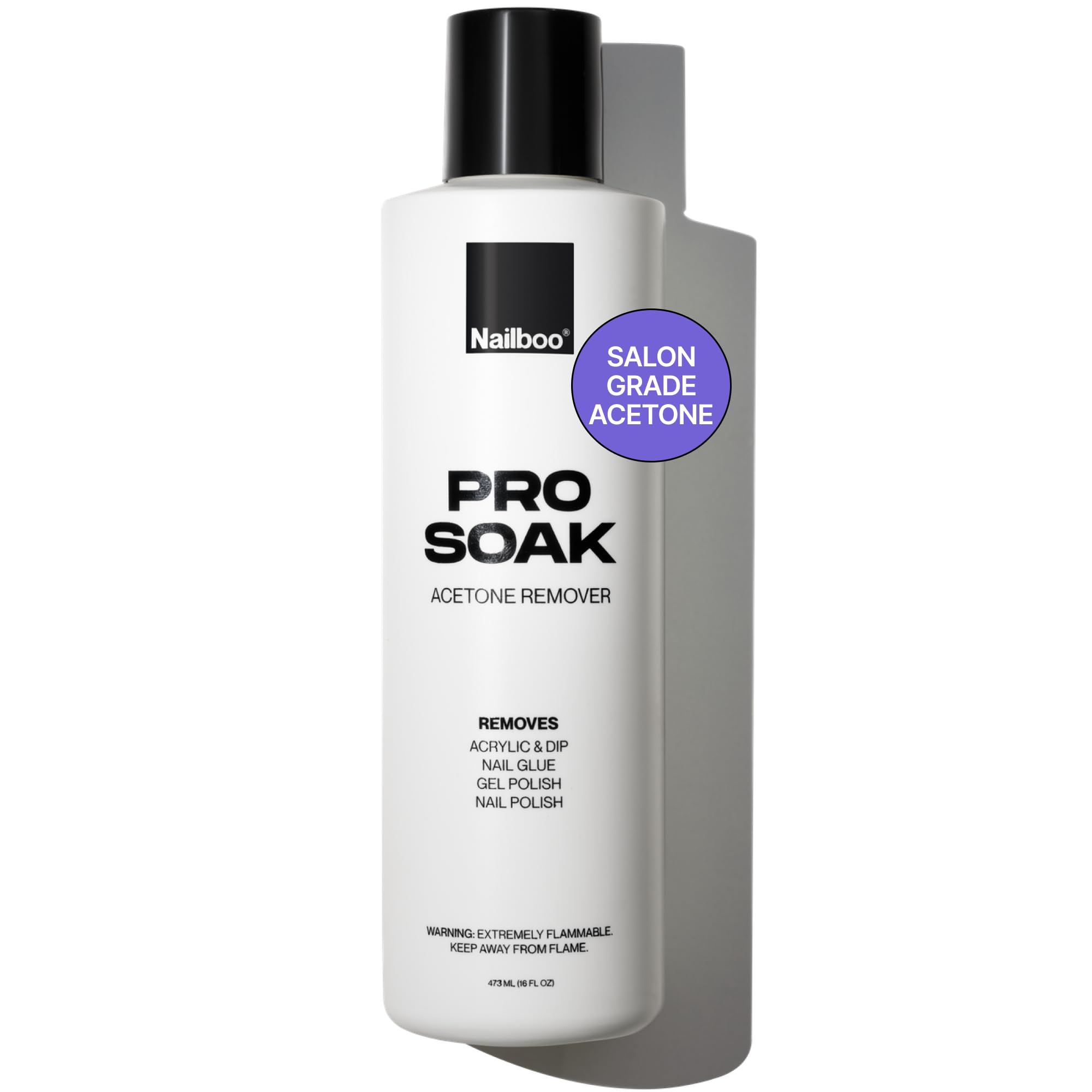 Nailboo 100% Acetone Nail Polish Remover – 16 oz | Salon-Quality Gel & Dip Powder Remover