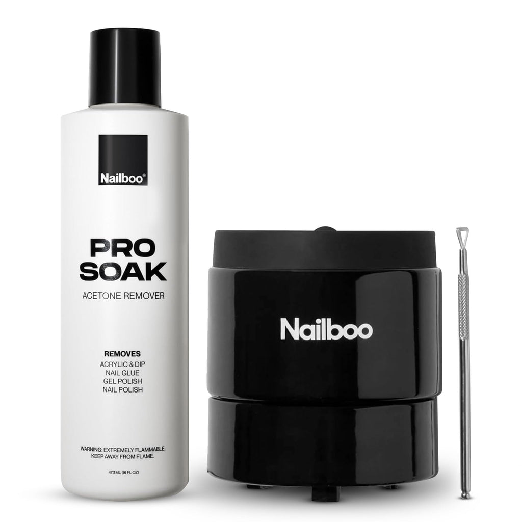 Nailboo Acetone Nail Polish Remover & Heated Soak Off Bowl Kit – Pure Acetone 16 fl oz & Electric Nail Removal System
