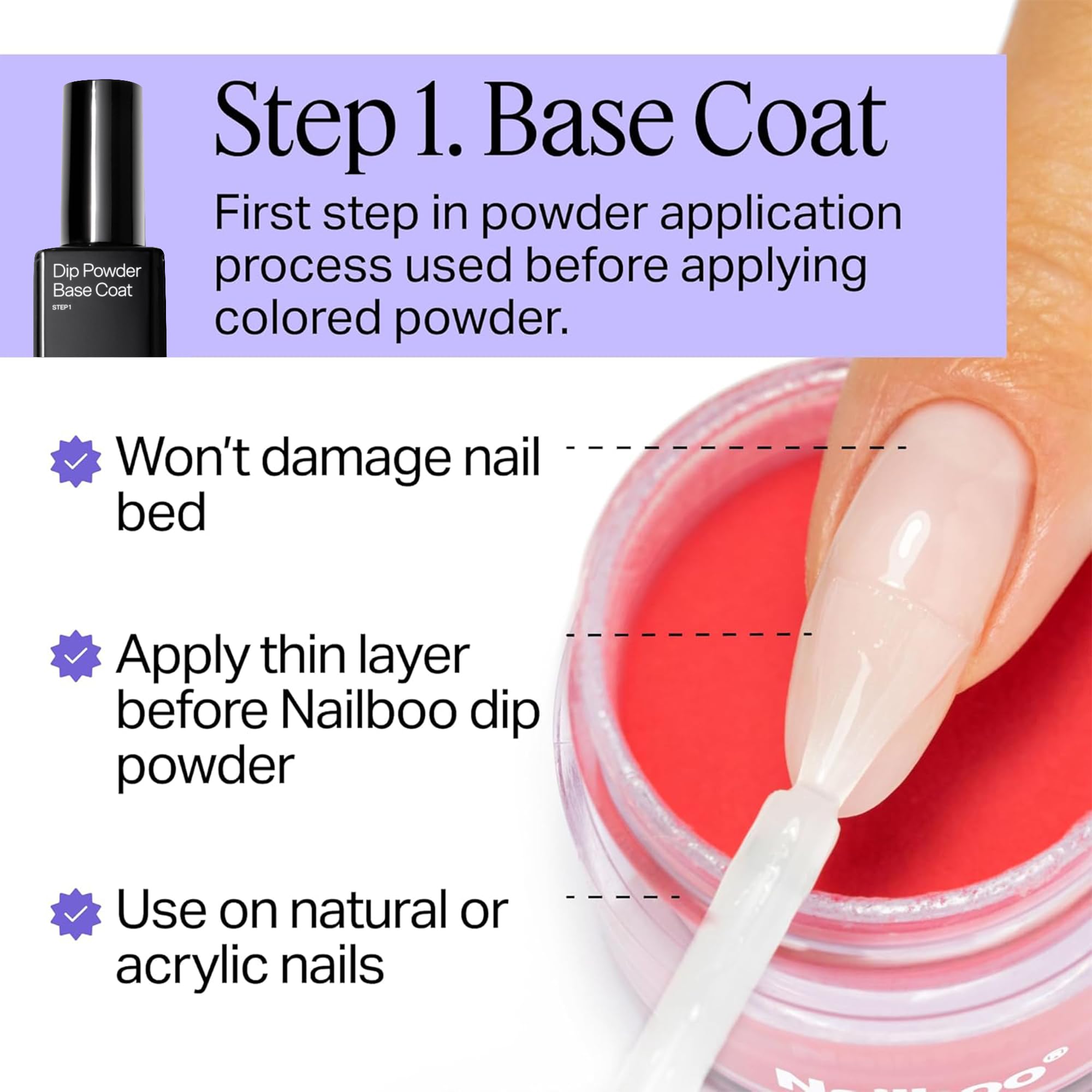 Nailboo Dip Powder Liquid Set with Base Coat, Activator & Top Coat – No UV Lamp Needed (3 Pack)