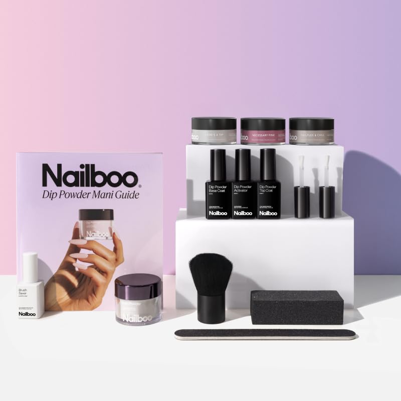 Nailboo Dip Powder Kit Bundle – 3 Powders + Full System (0.8 oz each) – No UV, Pink or Nude