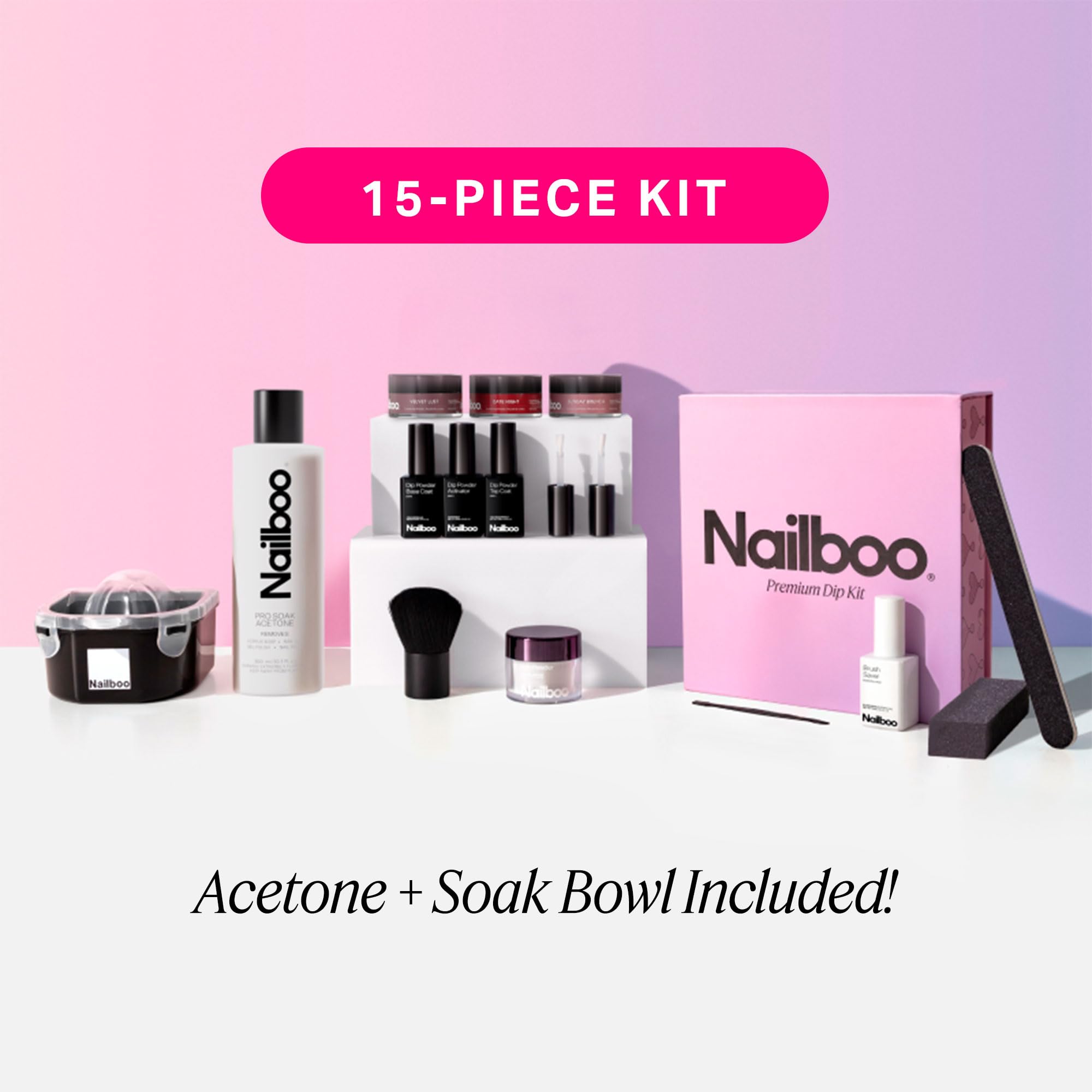 Nailboo Dip Powder Nail Kit – 3 Custom Powders, Pro Tools, No UV Needed