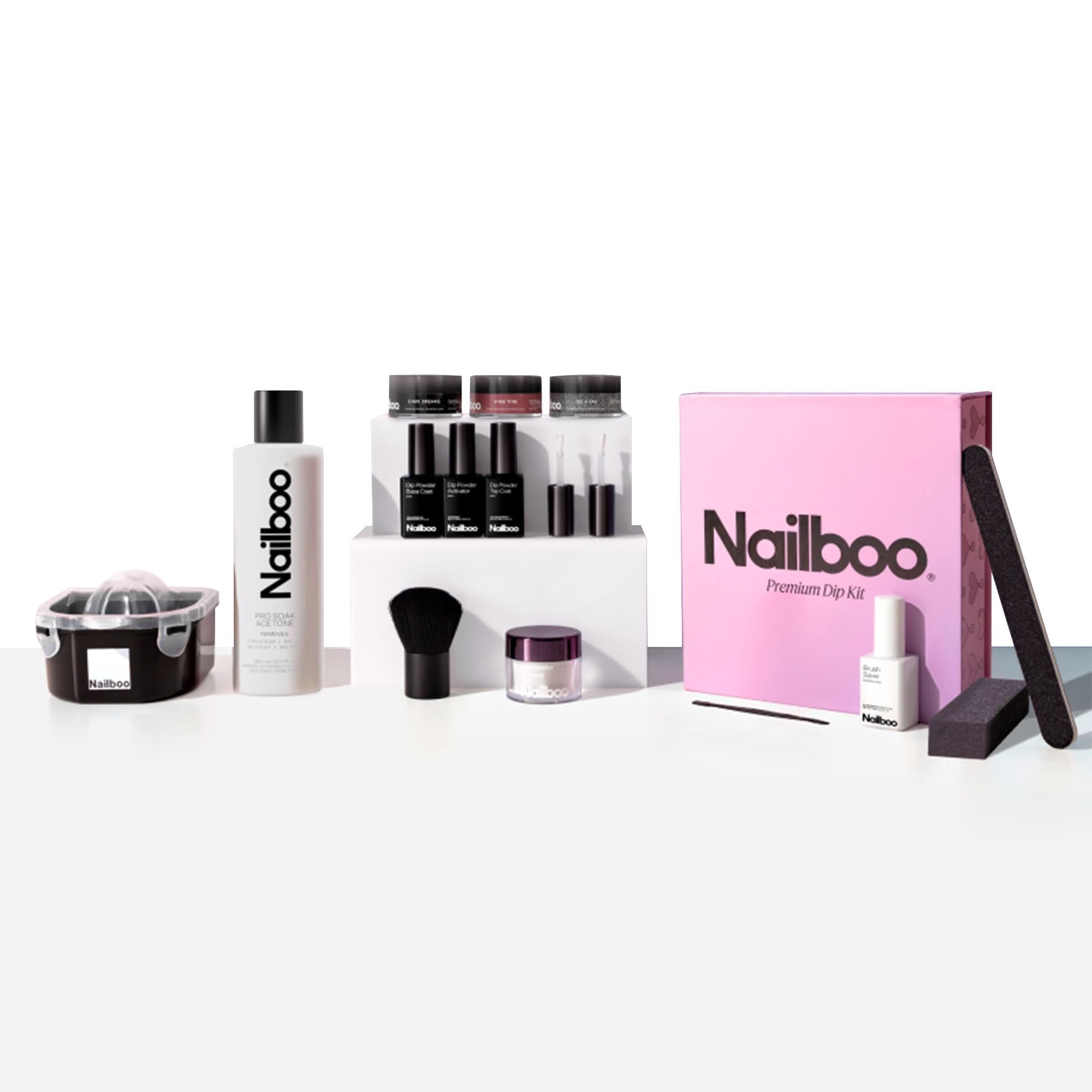 Nailboo Dip Powder Nail Kit – 3 Shades (Dark Dreams, Gala Gal, Wine Time) + Base Coat, Activator, Top Coat & Tools
