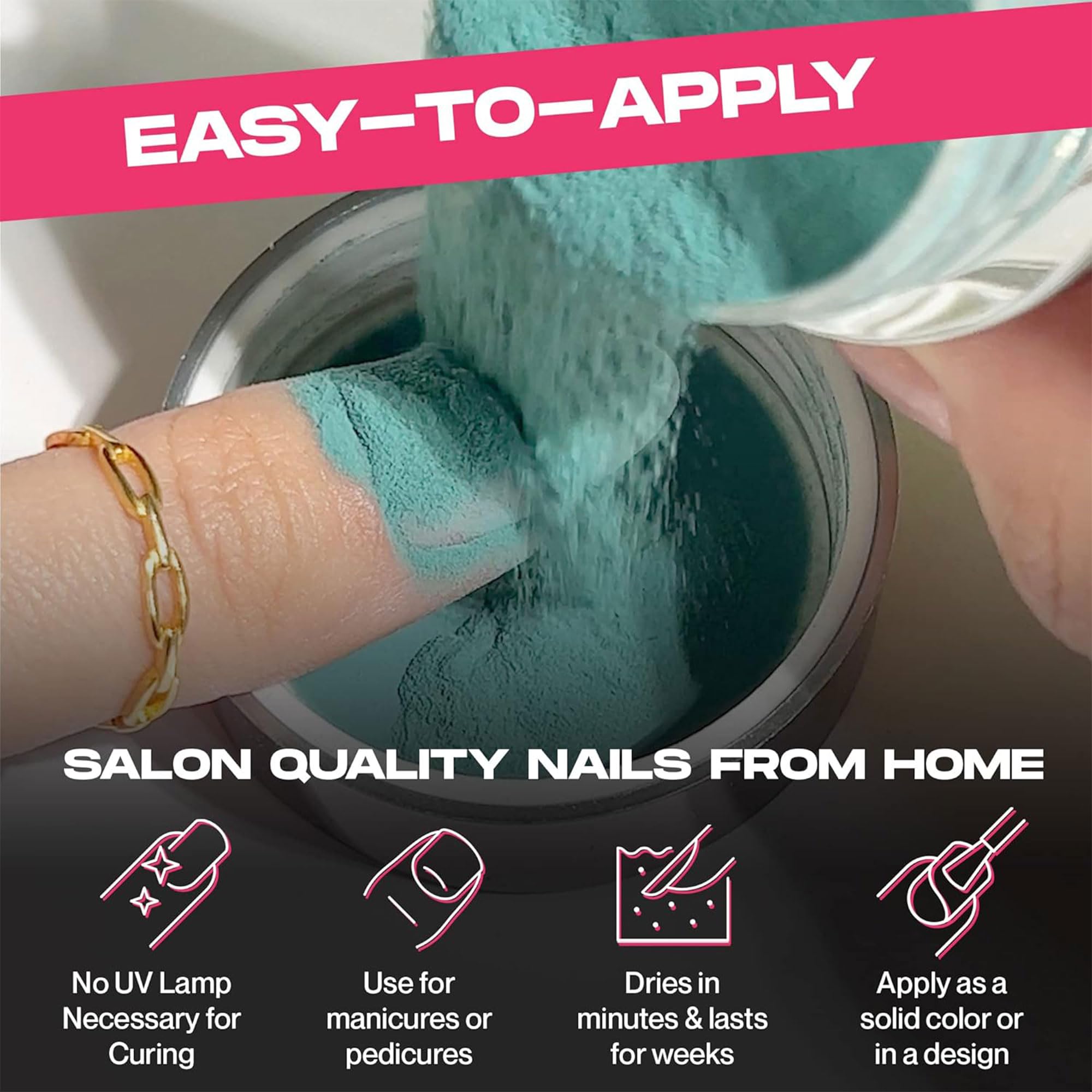 Nailboo Dip Powder Soda Glam Pink Glitter – No UV Needed, 0.5 oz, DIY Nails at Home