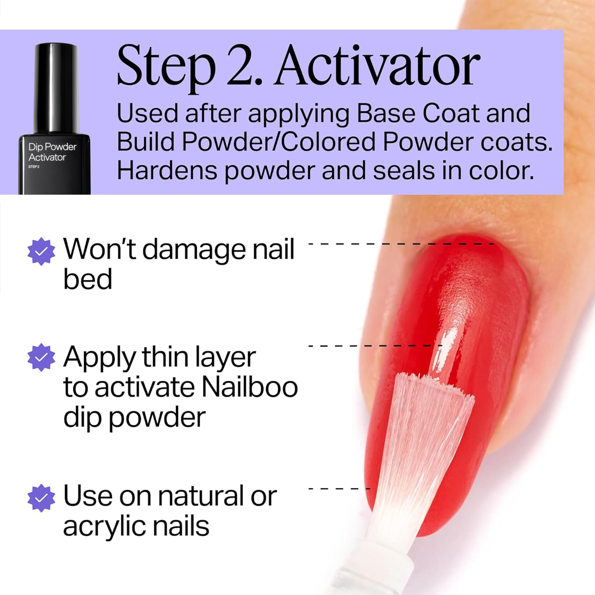Nailboo Dip Powder Liquid Set with Base Coat, Activator & Top Coat – No UV Lamp Needed (3 Pack)