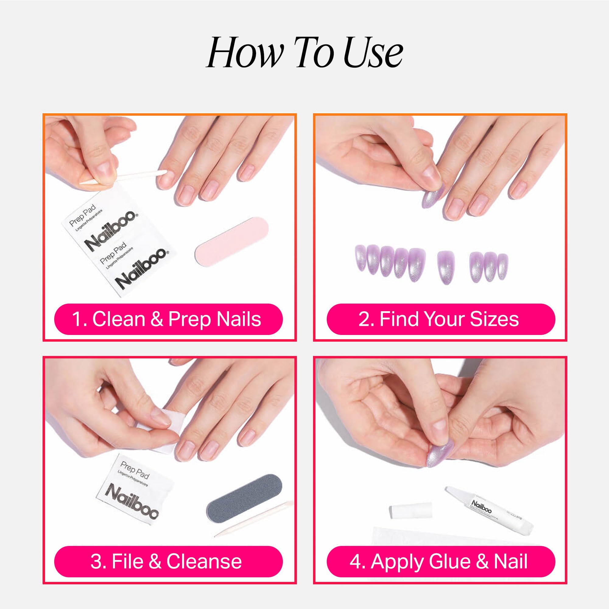 Nailboo Ocean Blue Press On Nails – Salon-Quality Reusable Nails with Glue, File & Prep Pads