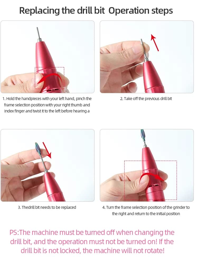 35000 RPM Wireless Nail Drill for Home Use – Rechargeable Cordless E-File (Red)