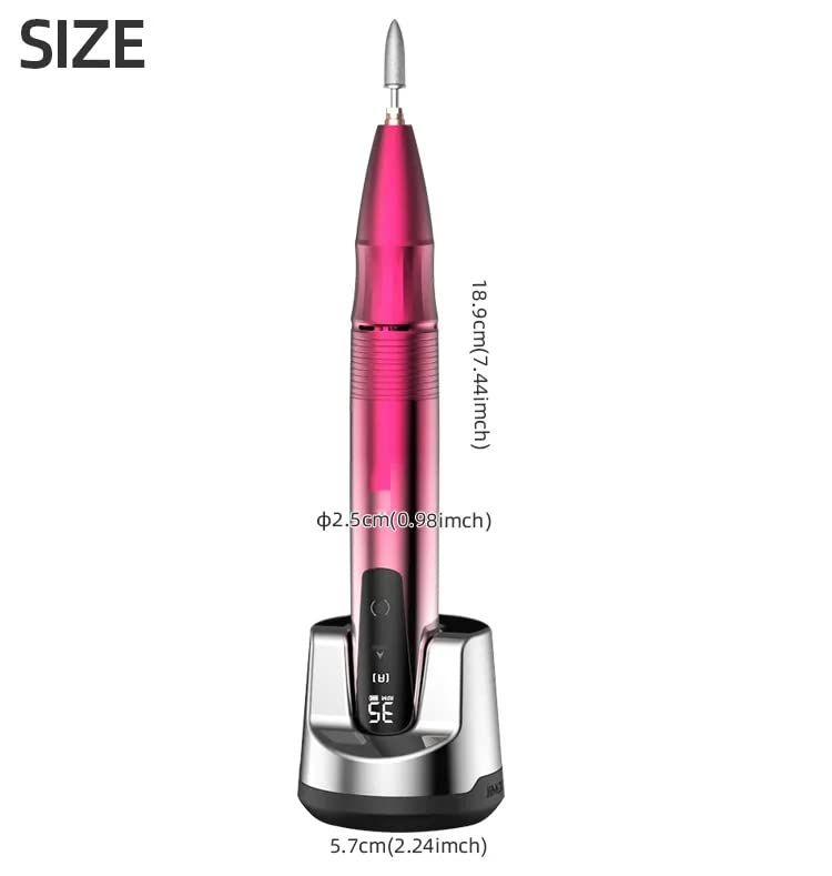 35000 RPM Wireless Nail Drill for Home Use – Rechargeable Cordless E-File (Red)