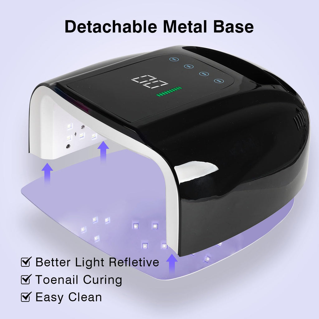 NailFace 96W Rechargeable UV LED Nail Lamp – Cordless Gel Dryer with 42 LEDs, Smart Sensor, and Metal Base