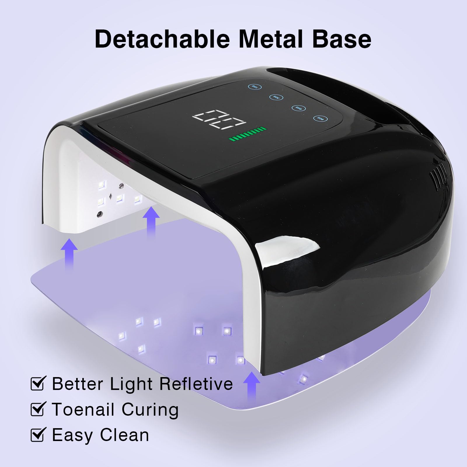 NailFace 96W Rechargeable UV LED Nail Lamp – Cordless Gel Dryer with 42 LEDs, Smart Sensor, and Metal Base