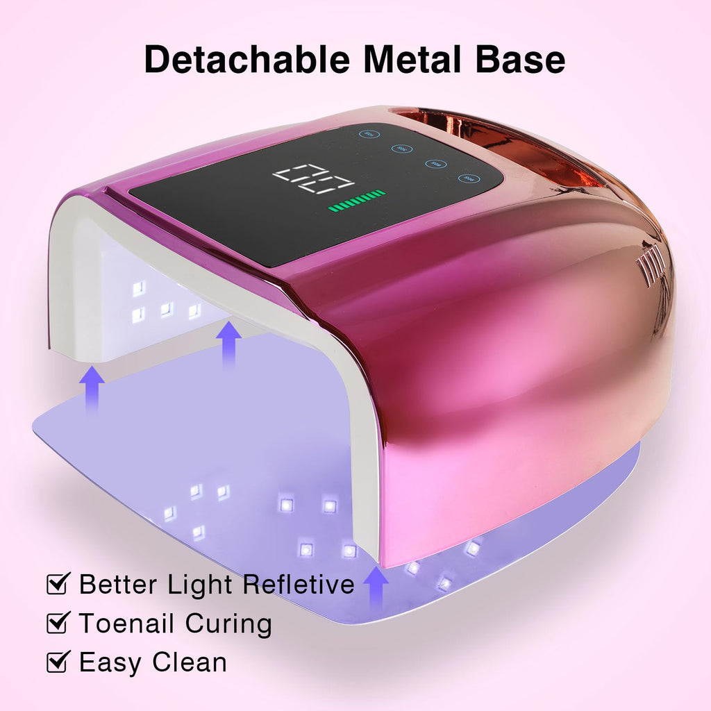 NailFace 96W Rechargeable UV LED Nail Lamp – Cordless Gel Nail Dryer with 42 Beads and Smart Sensor
