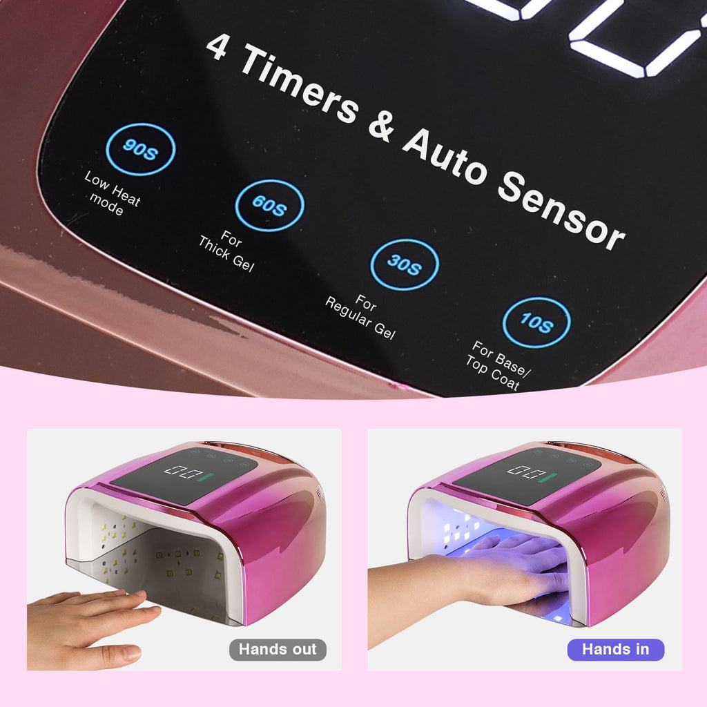 NailFace 96W Rechargeable UV LED Nail Lamp – Cordless Gel Nail Dryer with 42 Beads and Smart Sensor