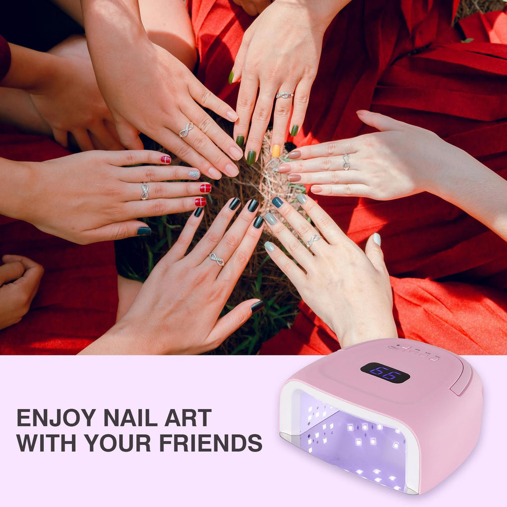 NailFace Cordless 60W UV LED Nail Lamp – Auto Sensor, 4 Timers, Pink