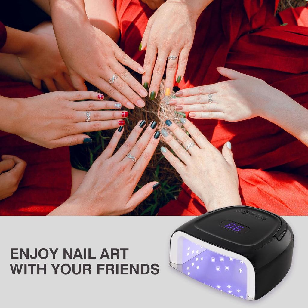 NailFace Cordless 60W UV LED Nail Lamp – Rechargeable Gel Dryer, Auto Sensor (Black)
