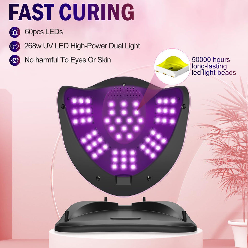 NAILGIRLS 268W LED UV Nail Lamp – Fast Gel Curing, 4 Timer, LCD Display, Auto Sensor