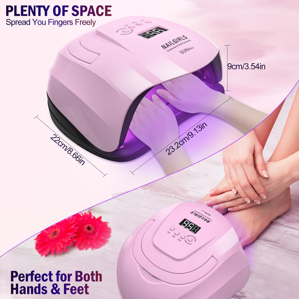 NAILGIRLS 268W LED UV Nail Lamp – Fast Gel Curing, 4 Timer, LCD Display, Auto Sensor