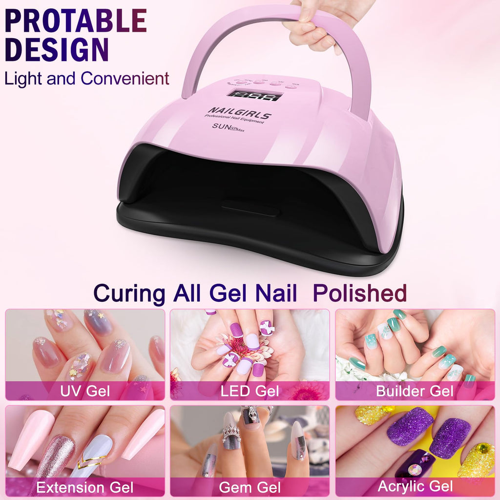 NAILGIRLS 268W LED UV Nail Lamp – Fast Gel Curing, 4 Timer, LCD Display, Auto Sensor