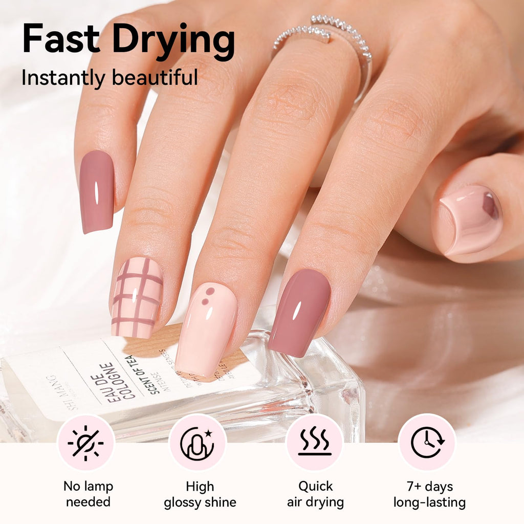 Nailshion 6 Colors Nail Polish Set – Quick-Dry, Non-Toxic Nude to Dusty Pink Shades